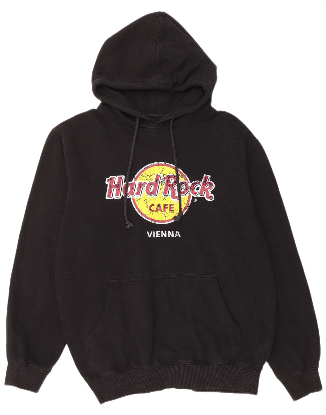 HARD ROCK CAFE Mens Vienna Graphic Hoodie Jumper Large Black Cotton