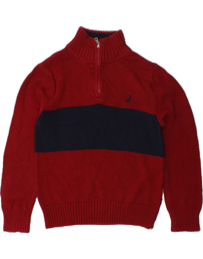 NAUTICA Boys Zip Neck Jumper Sweater 4-5 Years Medium Red Cotton | Vintage Nautica | Thrift | Second-Hand Nautica | Used Clothing | Messina Hembry 