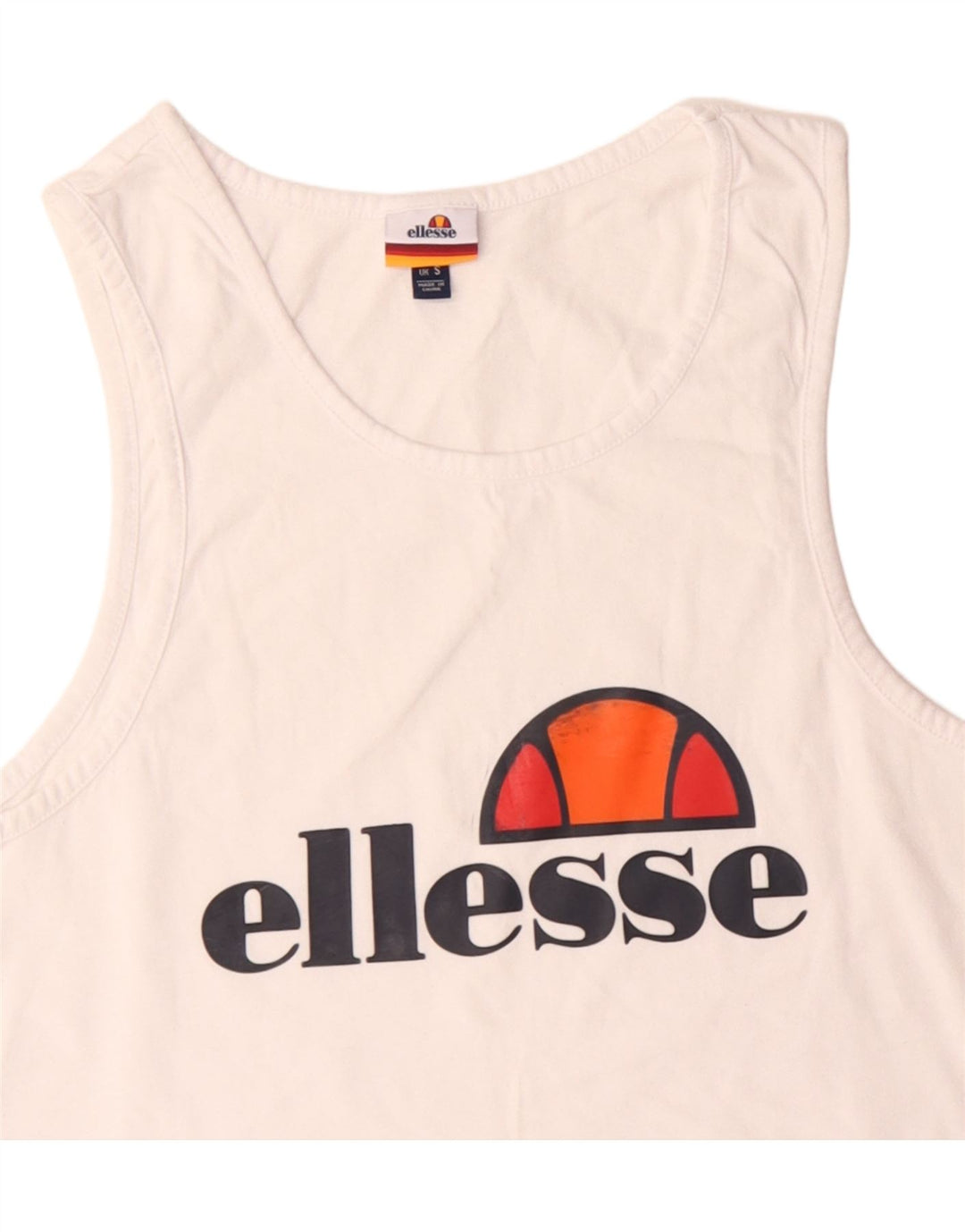 Ellesse Mens Graphic Vest Top Small White Cotton