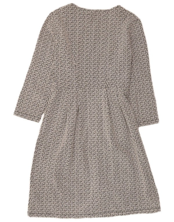 Hobbs Womens 3/4 Sleeve A-Line Dress UK 10 Small Grey Floral Polyester