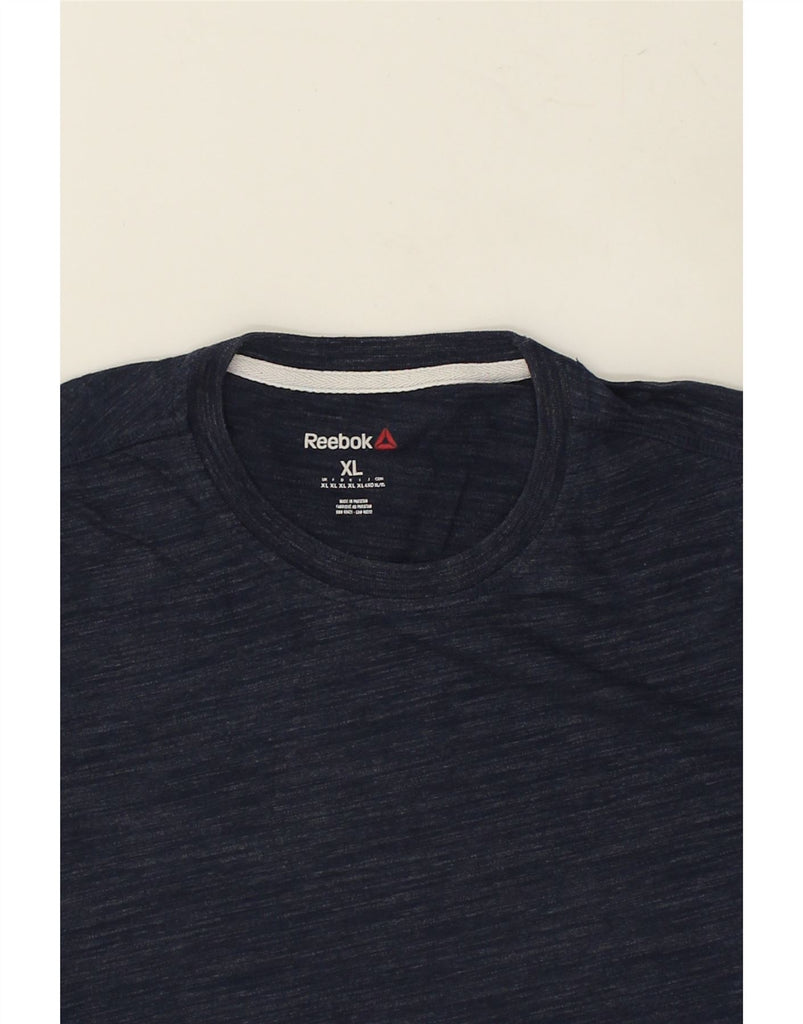 REEBOK Mens T-Shirt Top XL Navy Blue Flecked Cotton | Vintage Reebok | Thrift | Second-Hand Reebok | Used Clothing | Messina Hembry 