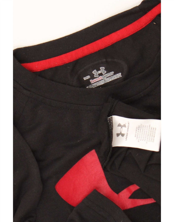 Under Armour Mens Heat Gear Graphic T-Shirt Top Medium Black Polyester