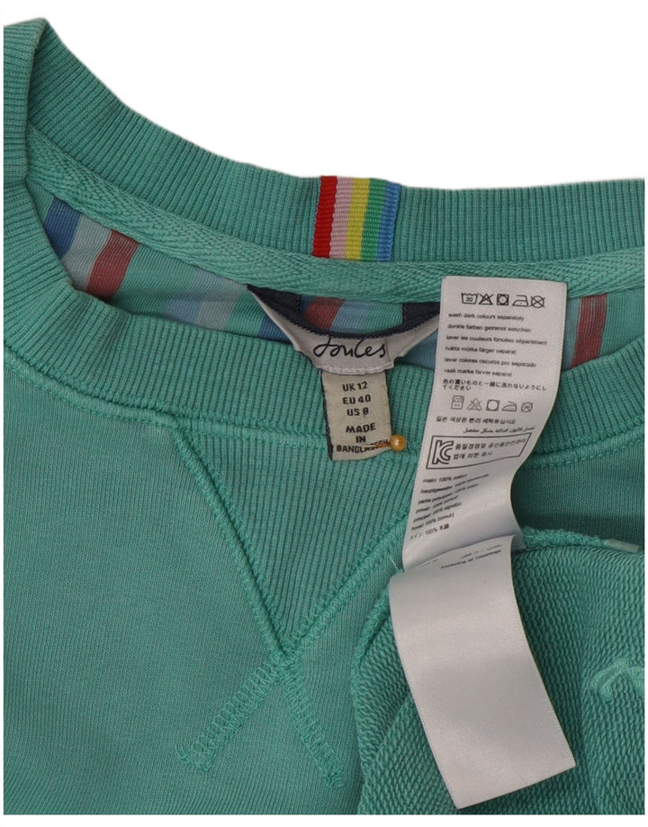 Joules Womens Oversized Sweatshirt Jumper UK 12 Medium Green Cotton