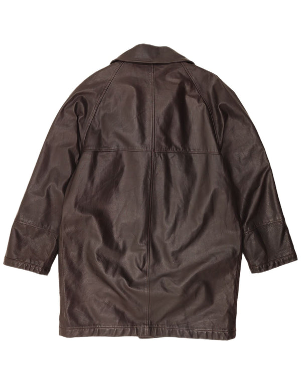 MABRUN Womens Oversized Leather Coat IT 50 XL Brown Leather