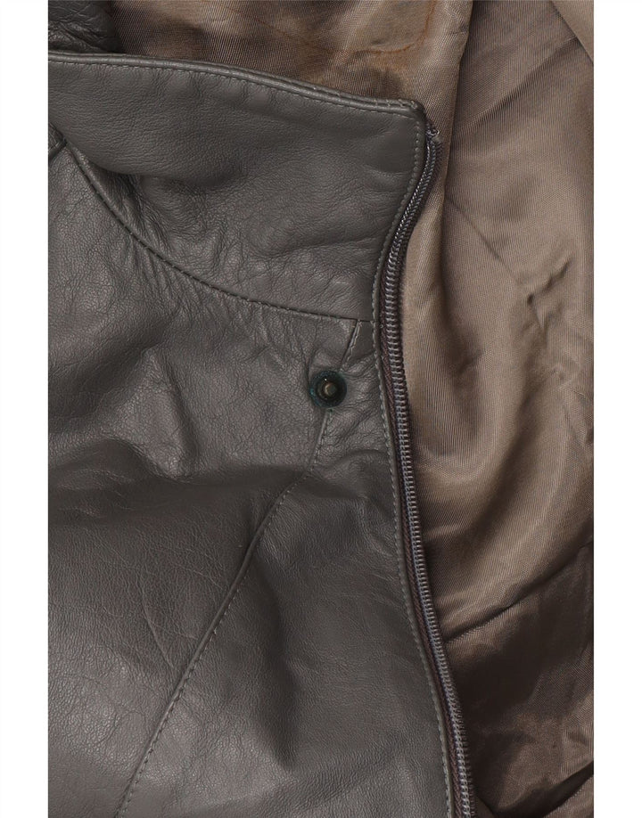 Vintage Mens Leather Jacket IT 52 XL Grey Leather