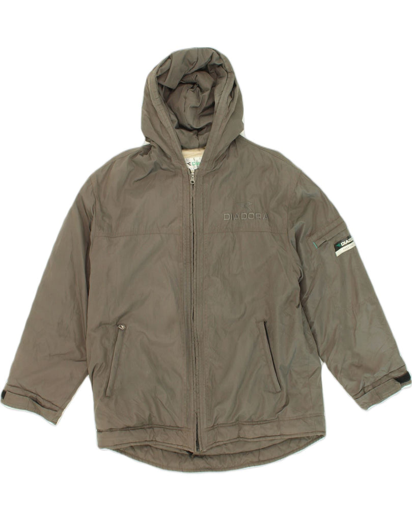 DIADORA Mens Hooded Windbreaker Jacket UK 36 Small Khaki Polyester | Vintage Diadora | Thrift | Second-Hand Diadora | Used Clothing | Messina Hembry 