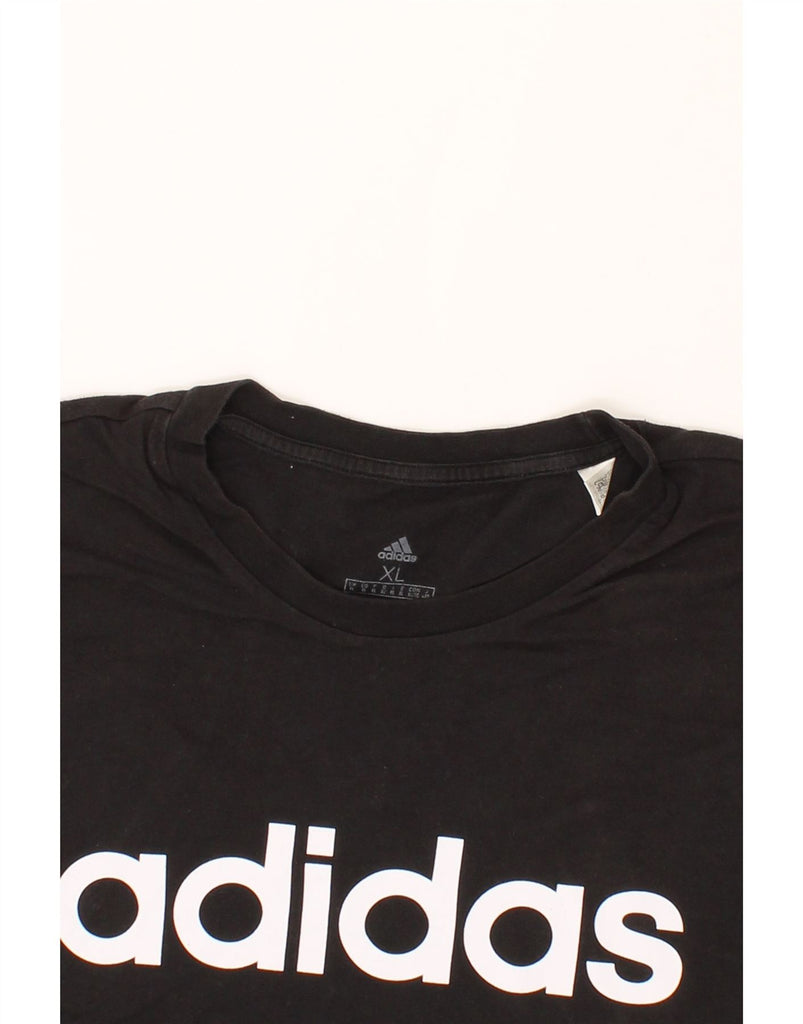 ADIDAS Mens Graphic T-Shirt Top XL Black Cotton Vintage Adidas and Second-Hand Adidas from Messina Hembry 