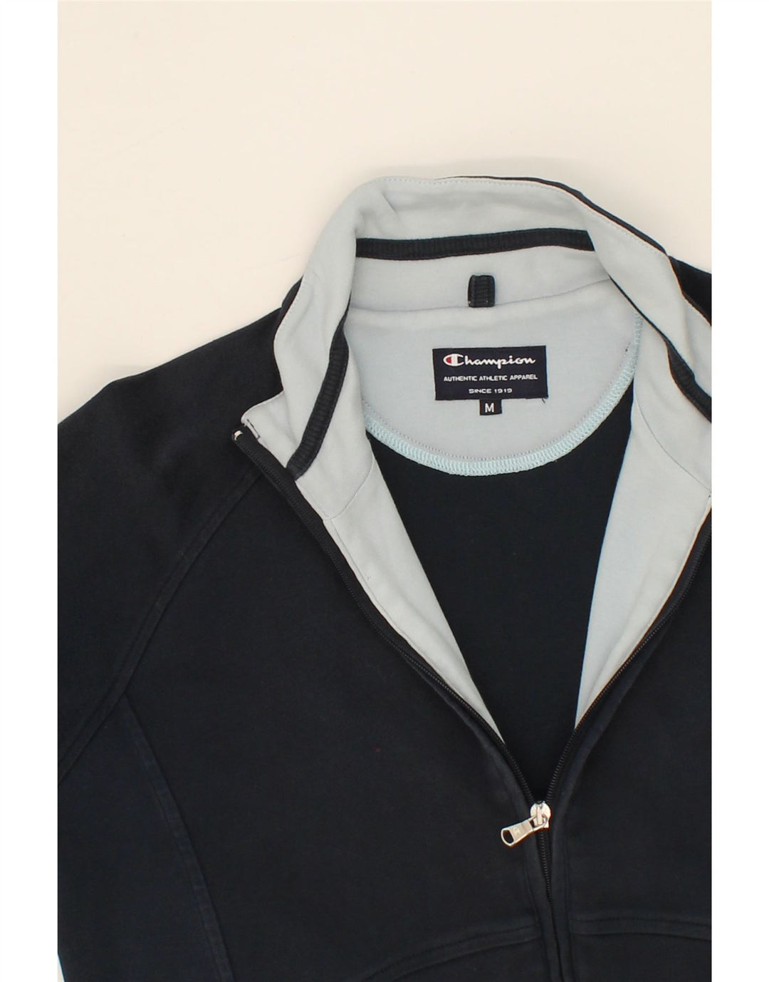 CHAMPION Womens Tracksuit Top Jacket UK 14 Medium Navy Blue Cotton Vintage Champion and Second-Hand Champion from Messina Hembry 