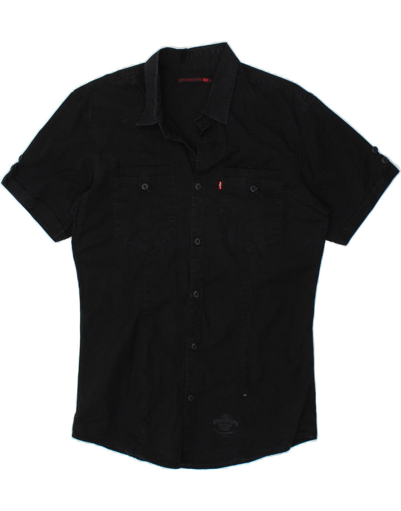 LEVI'S Mens Short Sleeve Shirt Large Black Cotton | Vintage Levi's | Thrift | Second-Hand Levi's | Used Clothing | Messina Hembry 