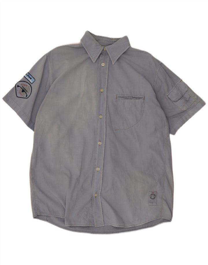 Murphy & Nye Mens Graphic Short Sleeve Shirt Large Blue Cotton