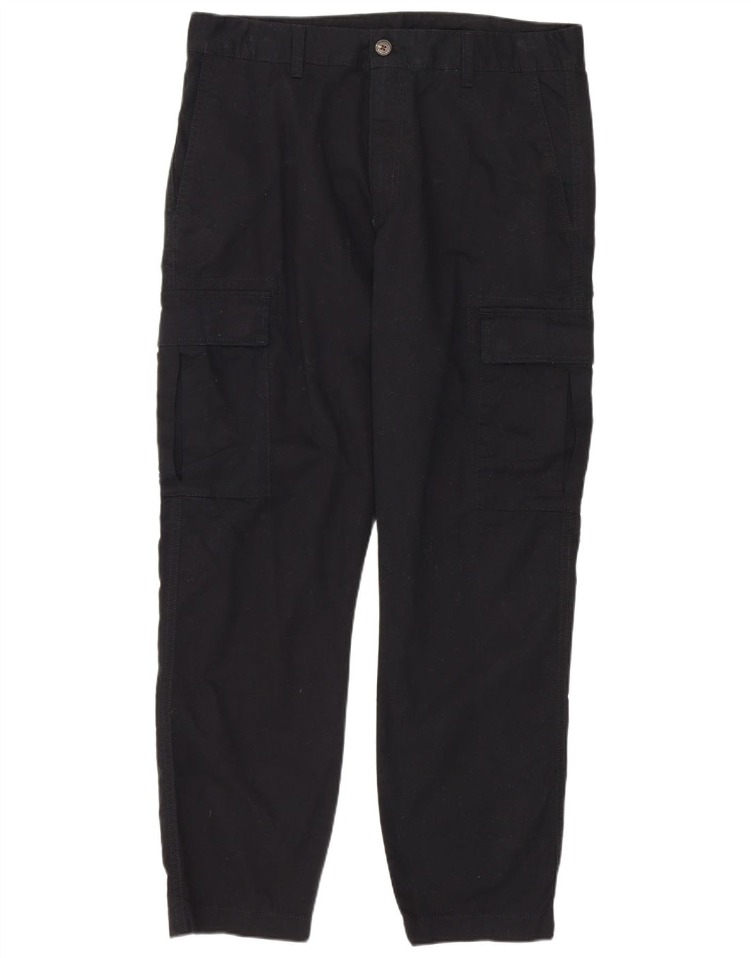 MARKS & SPENCER Mens Straight Cargo Trousers W34 L29 Black Cotton