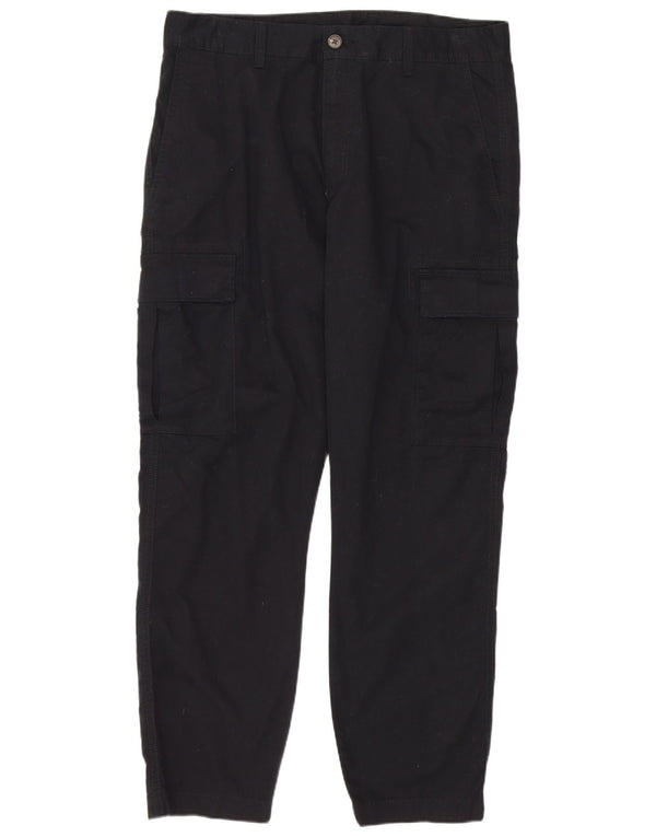 MARKS & SPENCER Mens Straight Cargo Trousers W34 L29 Black Cotton