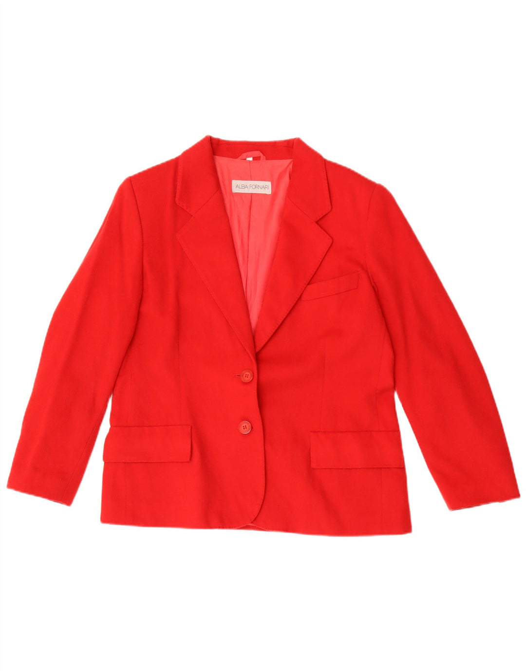 Alba Fornari Womens 2 Button Blazer Jacket IT 46 Large Red Wool