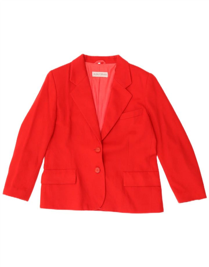 Alba Fornari Womens 2 Button Blazer Jacket IT 46 Large Red Wool