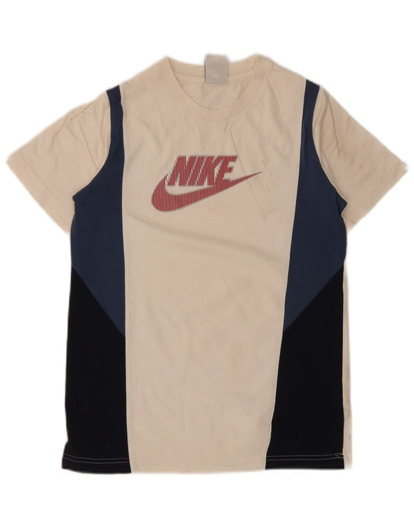 Nike Boys Graphic T-Shirt Top 12-13 Years Large Beige Colourblock Cotton