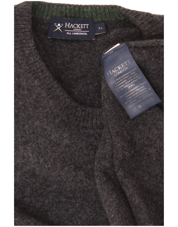 Hackett Mens Crew Neck Jumper Sweater XL Grey Wool