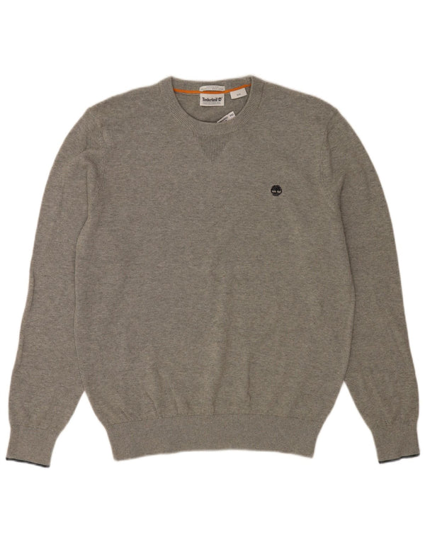 Timberland Mens Crew Neck Jumper Sweater Medium Grey Flecked Cotton
