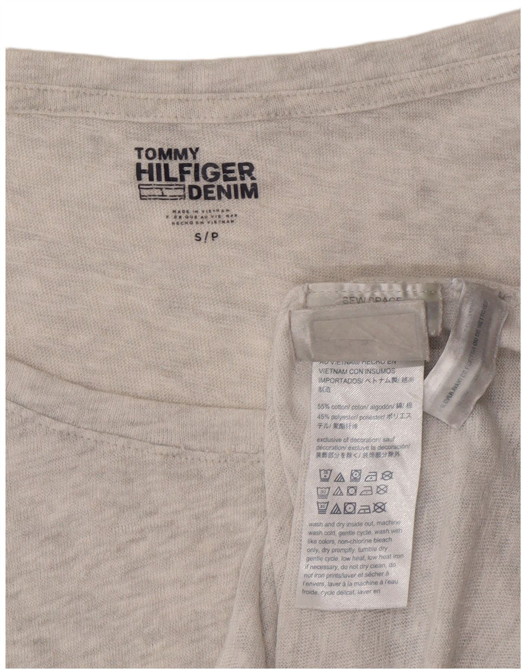 TOMMY HILFIGER Womens Oversized T-Shirt Top UK 10 Small Grey Cotton