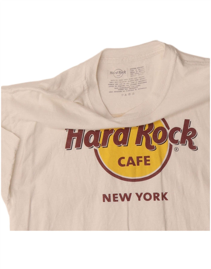 HARD ROCK CAFE Womens Graphic T-Shirt Top UK 14 Medium White Cotton