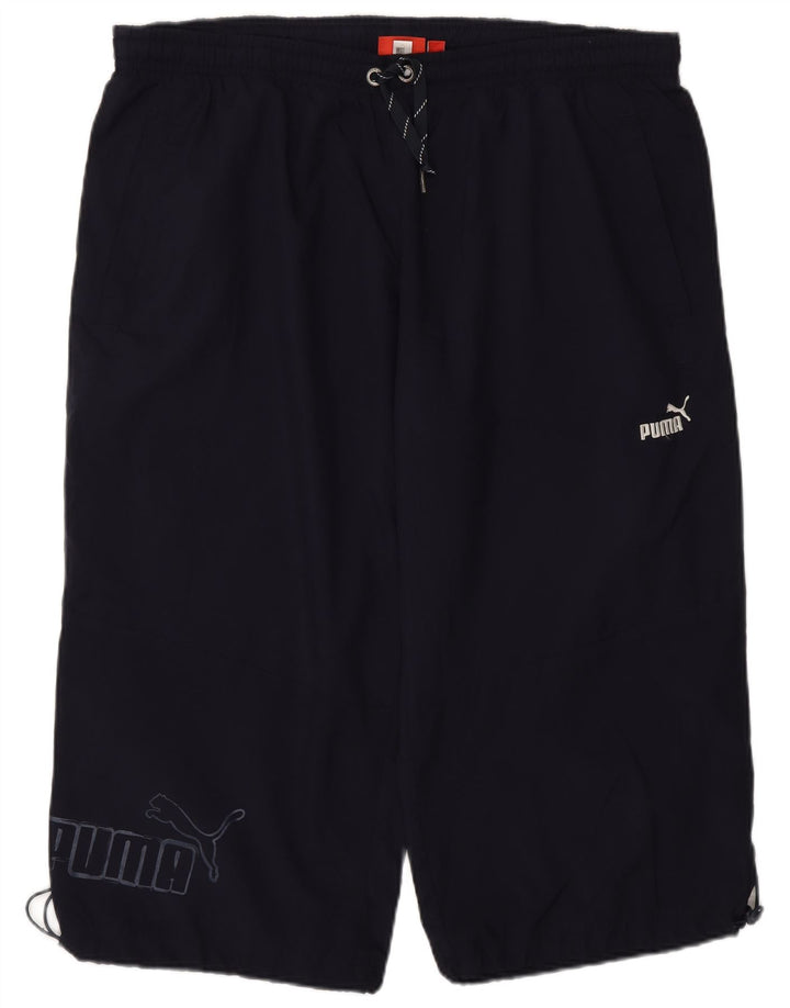 Puma Mens Graphic Bermuda Sport Shorts Large  Navy Blue