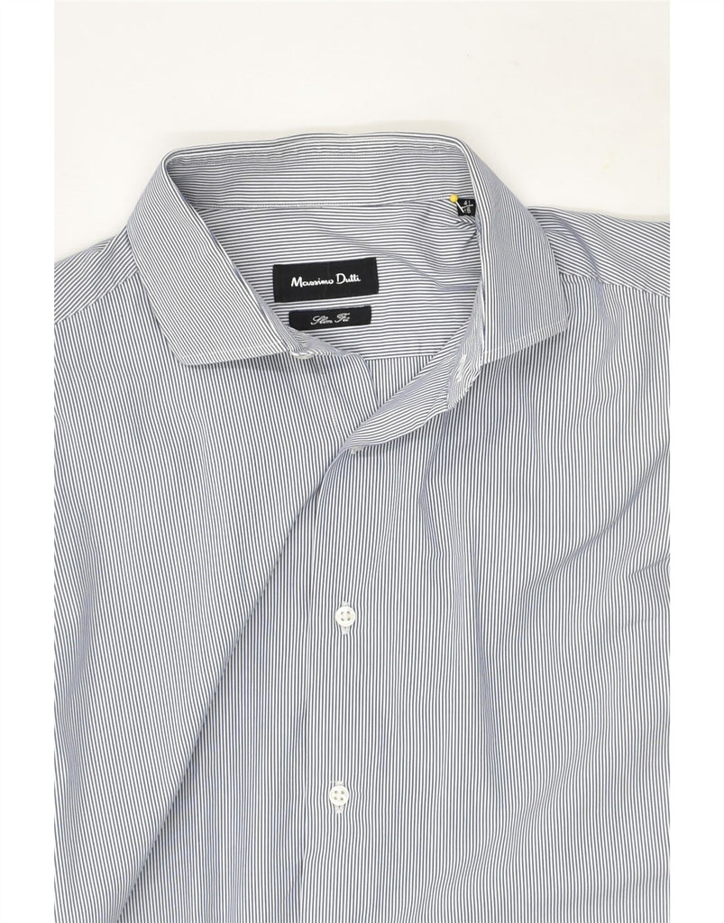 MASSIMO DUTTI Mens Slim Fit Shirt Size 41 16 Large Grey Pinstripe | Vintage Massimo Dutti | Thrift | Second-Hand Massimo Dutti | Used Clothing | Messina Hembry 