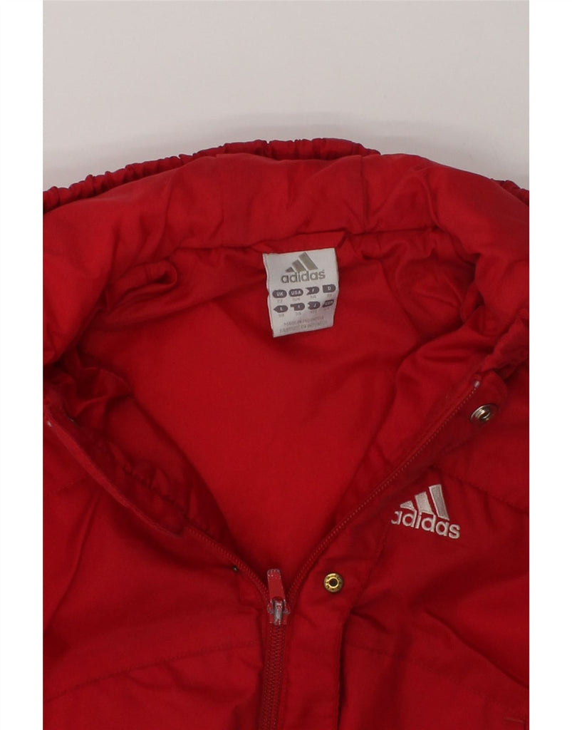 ADIDAS Boys Hooded Padded Jacket 2-3 Years Red Nylon | Vintage Adidas | Thrift | Second-Hand Adidas | Used Clothing | Messina Hembry 