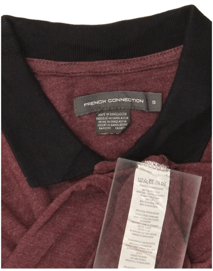 French Connection Mens Polo Shirt Small Burgundy Cotton