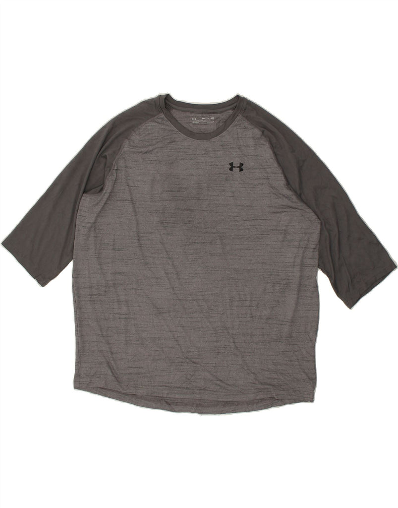 UNDER ARMOUR Mens Heat Gear Top 3/4 Sleeve 3XL Grey Colourblock | Vintage Under Armour | Thrift | Second-Hand Under Armour | Used Clothing | Messina Hembry 