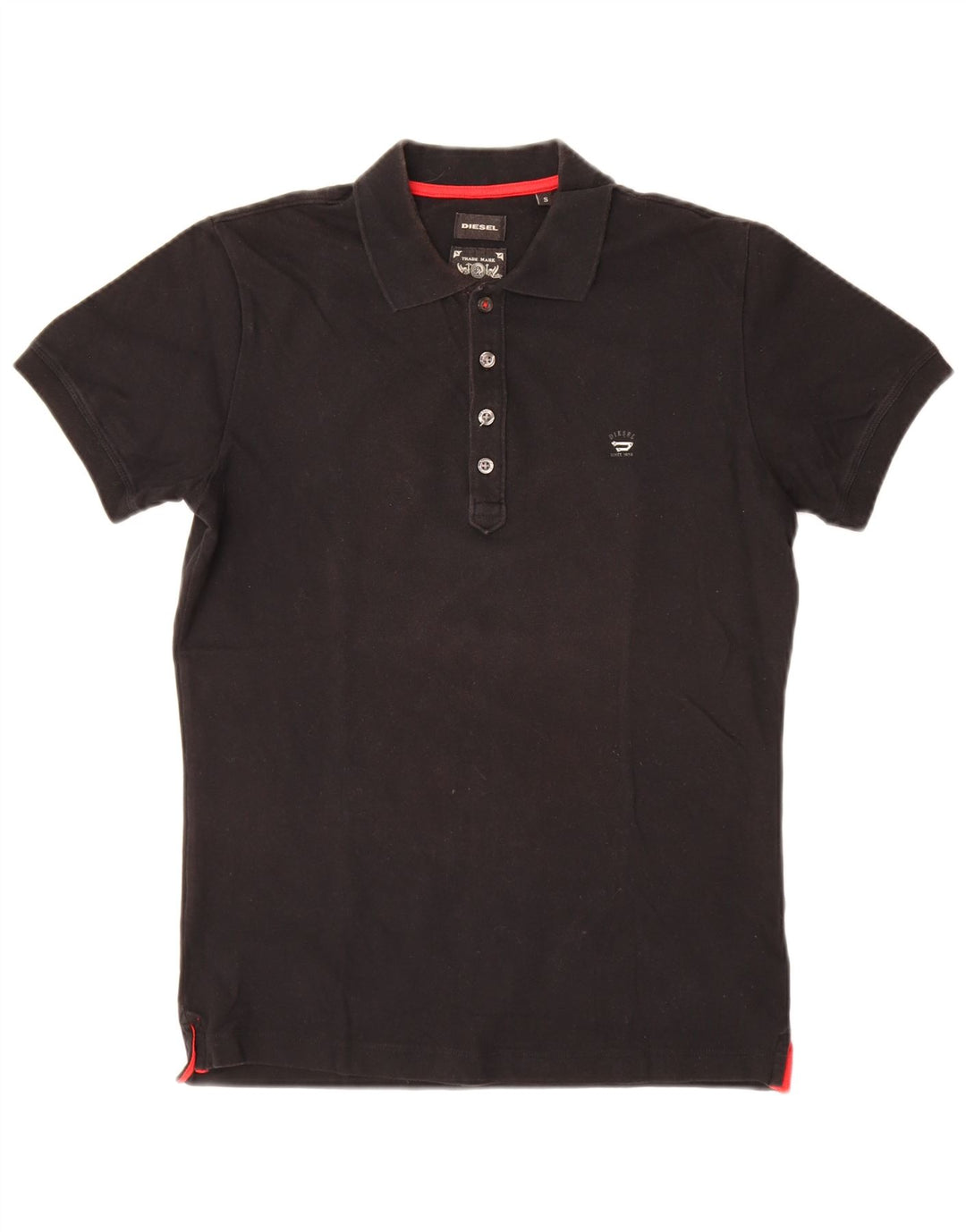 DIESEL Mens Slim Fit Polo Shirt Small Black Cotton
