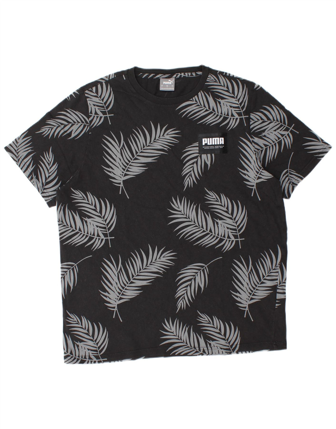 Puma Mens T-Shirt Top Large Black Floral Cotton