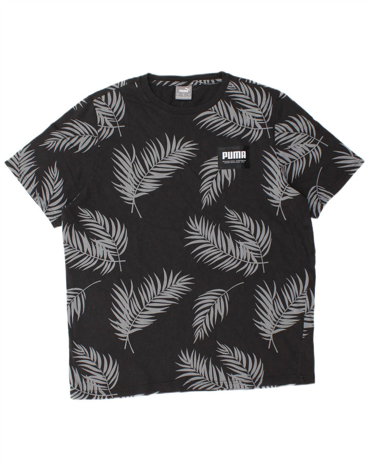 Puma Mens T-Shirt Top Large Black Floral Cotton