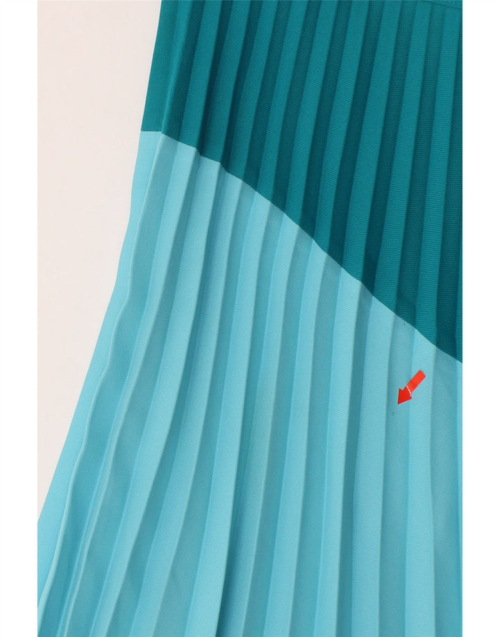 VINTAGE Womens Pleated Skirt IT 46 Large W32  Blue Colourblock Polyester Vintage Vintage and Second-Hand Vintage from Messina Hembry 