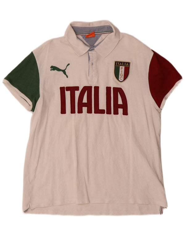 Puma Mens Italia Graphic Polo Shirt XL White Colourblock