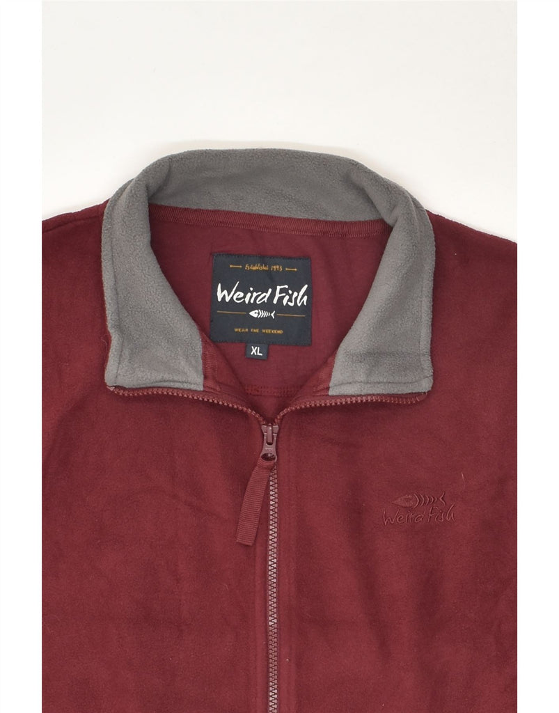 WEIRD FISH Mens Fleece Jacket UK 42 XL Maroon Polyester | Vintage Weird Fish | Thrift | Second-Hand Weird Fish | Used Clothing | Messina Hembry 