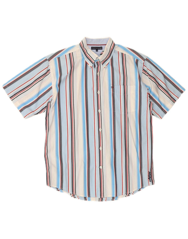 TOMMY HILFIGER Boys Short Sleeve Shirt 13-14 Years Multicoloured Striped