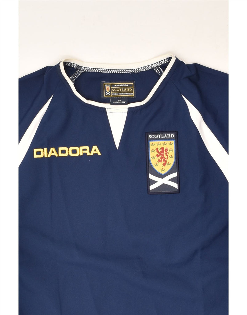 DIADORA Boys T-Shirt Top 9-10 Years Navy Blue Colourblock Polyester | Vintage Diadora | Thrift | Second-Hand Diadora | Used Clothing | Messina Hembry 