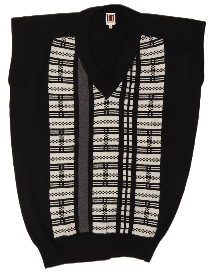 I'M ISOLA MARRAS Womens Longline Vest Tank Top UK 14 Medium Black Striped