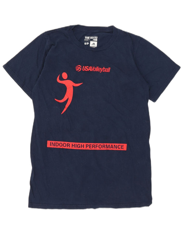 Adidas Mens Graphic T-Shirt Top Small Navy Blue Cotton