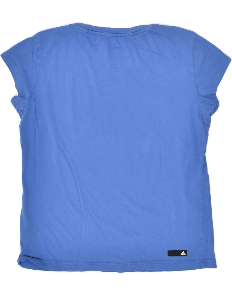 ADIDAS Womens Graphic T-Shirt Top UK 12/14 Medium Blue Cotton | Vintage Adidas | Thrift | Second-Hand Adidas | Used Clothing | Messina Hembry 