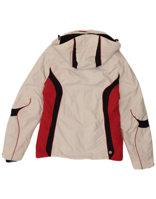 Colmar Womens Hooded Ski Jacket IT 42 Medium White Colourblock Sports