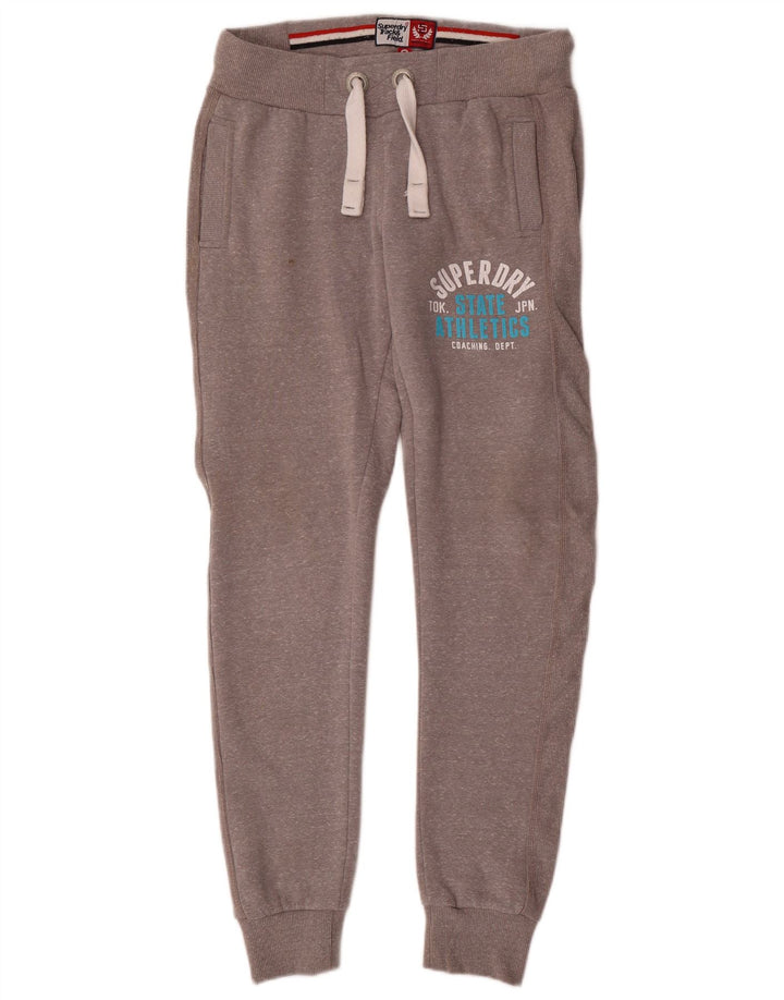 SUPERDRY Mens Graphic Tracksuit Trousers Joggers Small  Grey Polyester