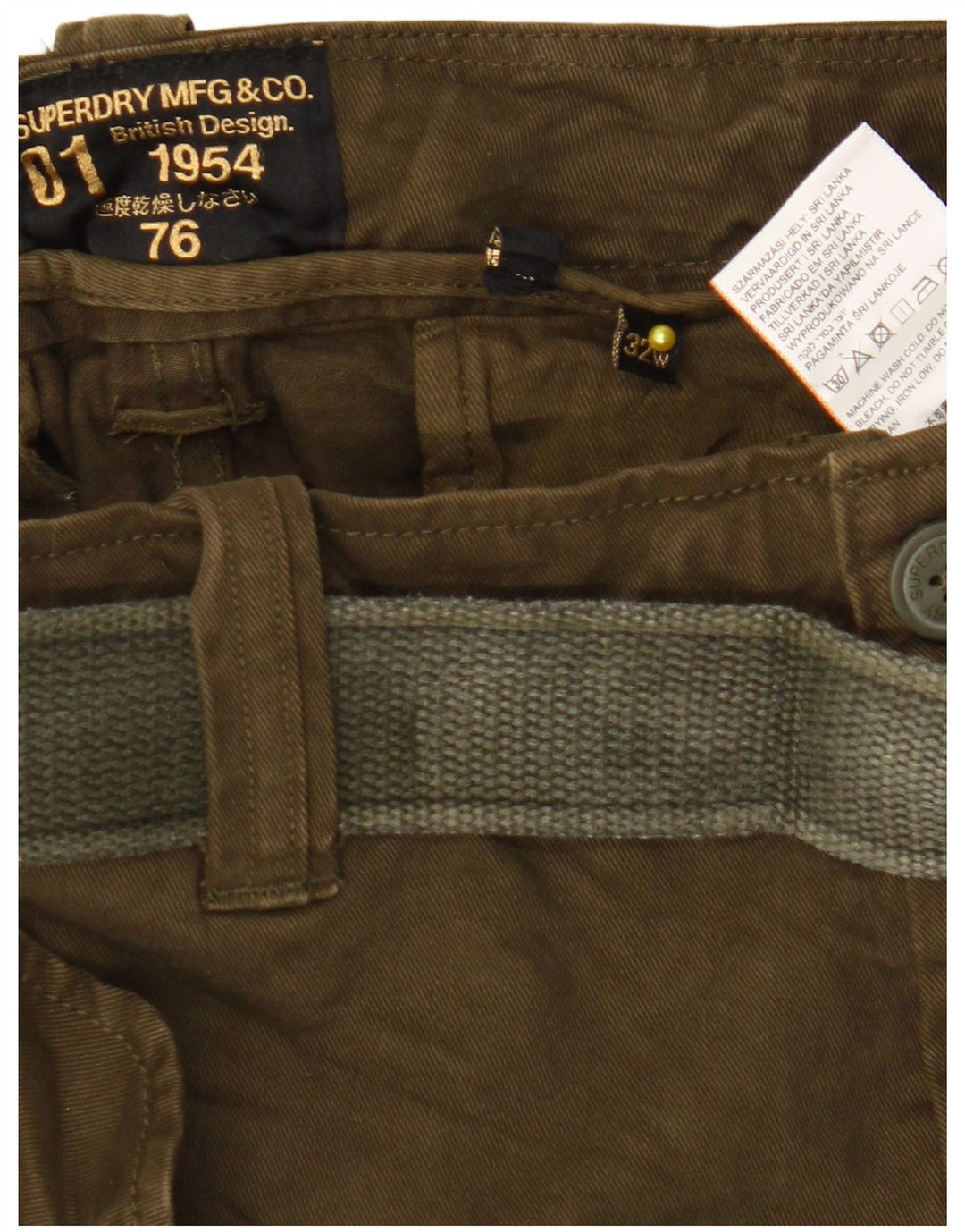 Superdry Mens Cargo Shorts W32 Medium Khaki Cotton