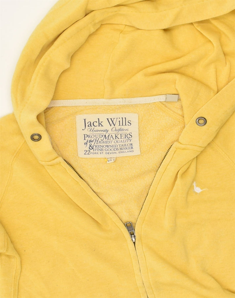 JACK WILLS Womens Zip Hoodie Sweater UK 8 Small  Yellow Polyester | Vintage Jack Wills | Thrift | Second-Hand Jack Wills | Used Clothing | Messina Hembry 