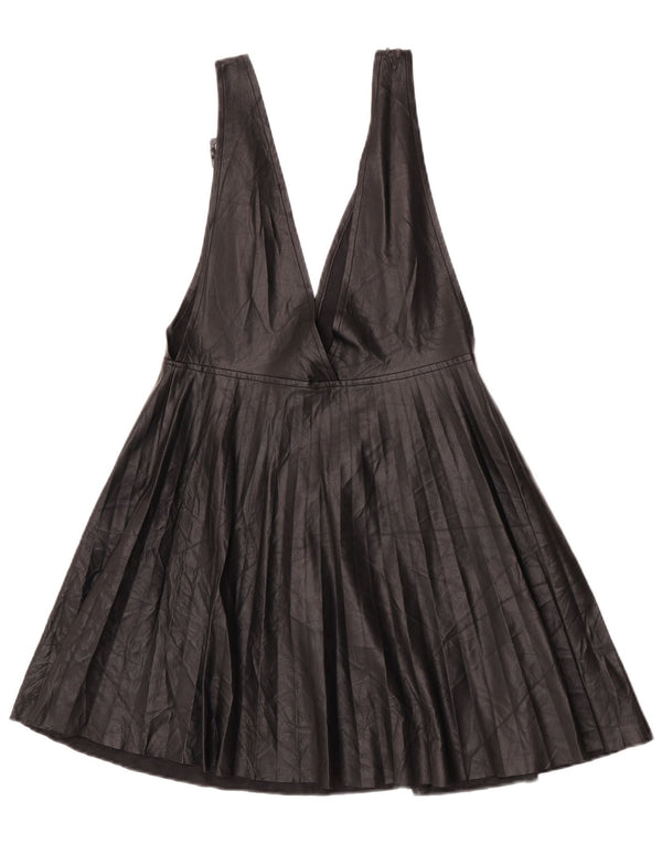 Zara Womens Faux Leather Dress UK 8 Small Black Polyurethane