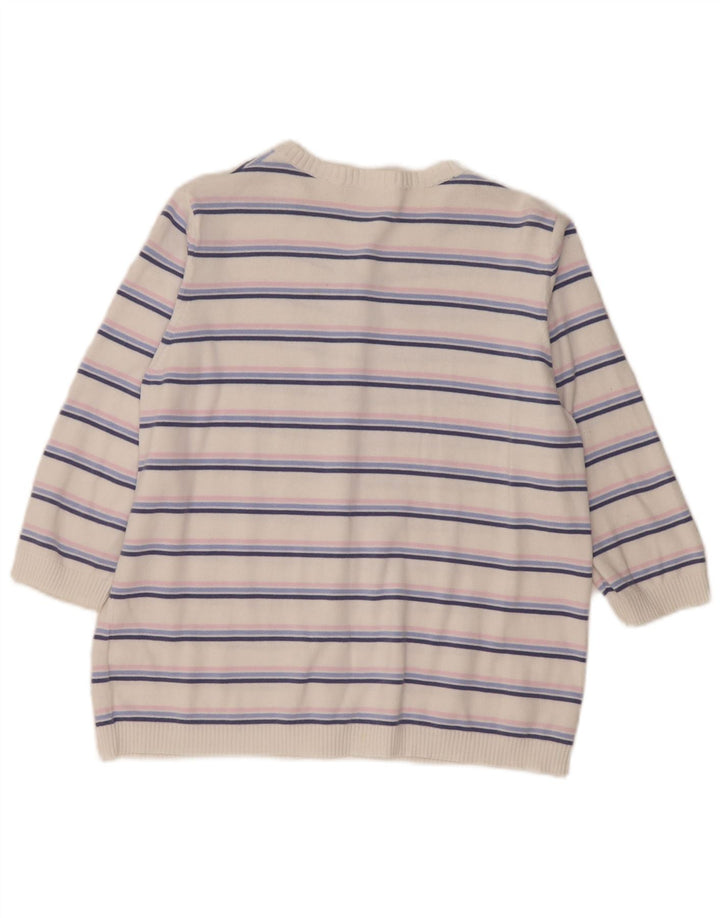 Marks & Spencer Womens Cardigan Sweater UK 16 Large White Striped