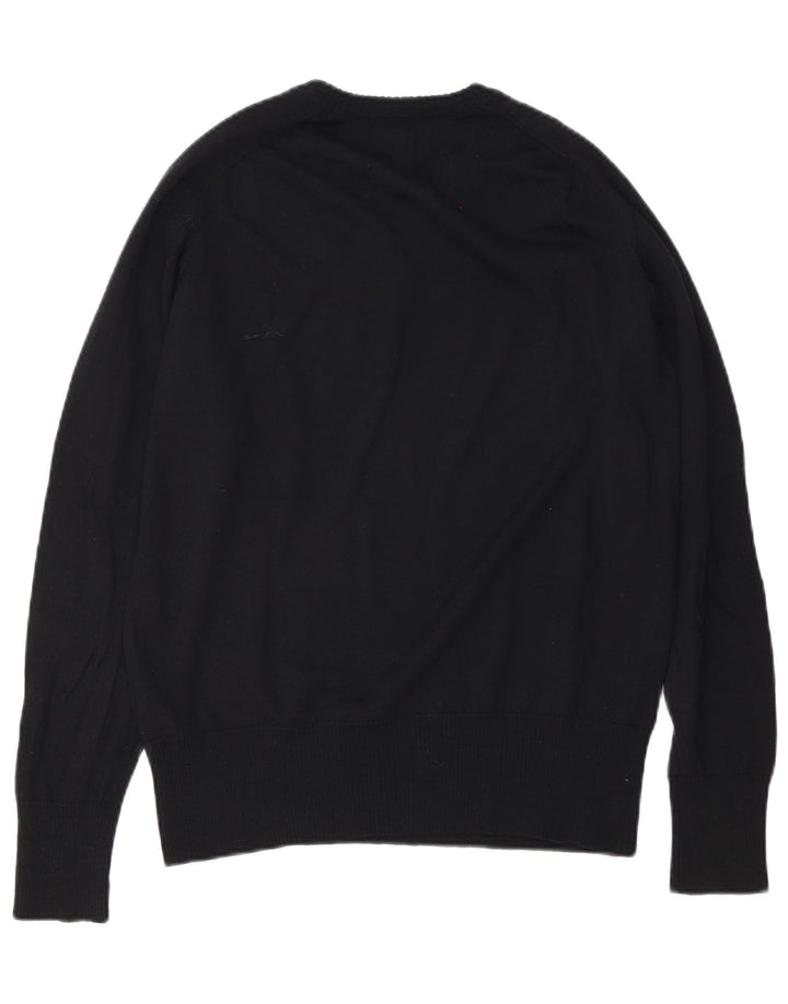 Calvin Klein Jeans Mens V-Neck Jumper Sweater Medium Black Merino Wool