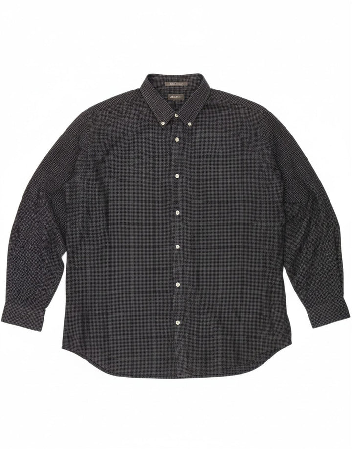EDDIE BAUER Mens Relaxed Fit Shirt 2XL Navy Blue Check Cotton Vintage Eddie Bauer and Second-Hand Eddie Bauer from Messina Hembry 