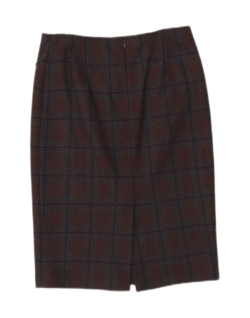 JIGSAW Womens Pencil Skirt UK 10 Small W27 Brown Check Wool Vintage Jigsaw and Second-Hand Jigsaw from Messina Hembry 
