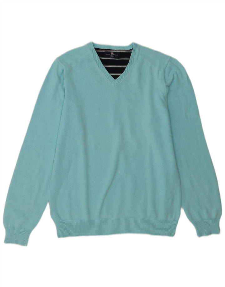 Marks & Spencer Mens Blue Harbour V-Neck Jumper Sweater Small Turquoise