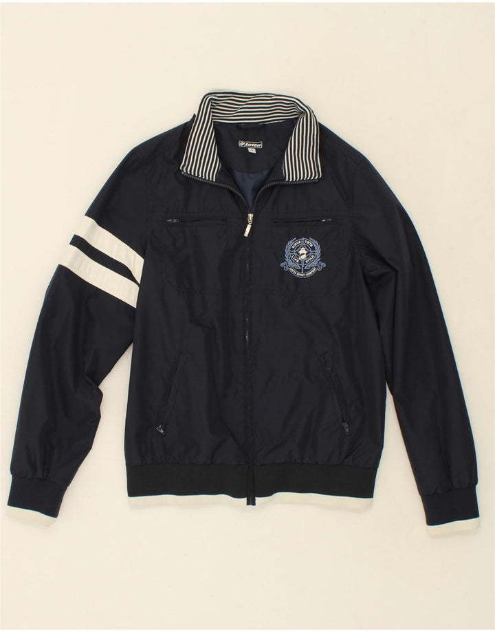 LOTTO Mens Bomber Jacket UK 36 Small Navy Blue Colourblock Vintage Lotto and Second-Hand Lotto from Messina Hembry 